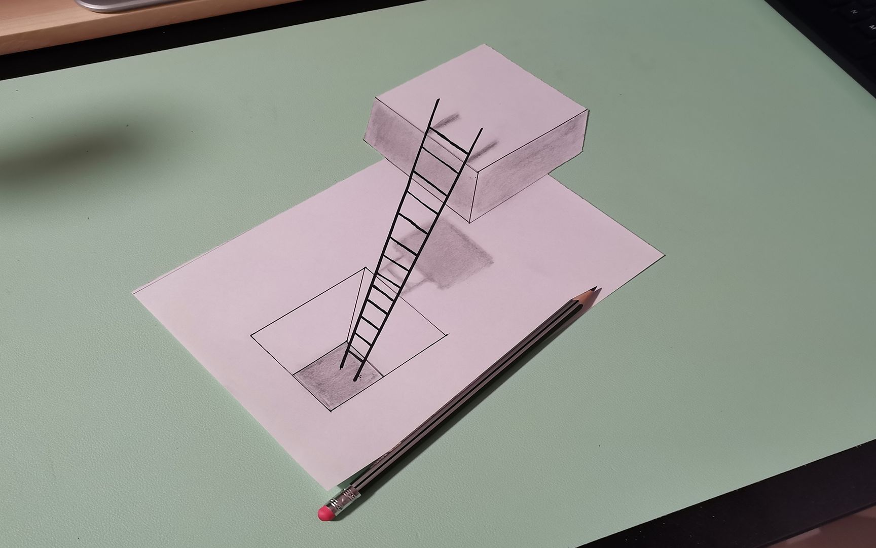 梯子怎么画立体画,梯子怎么画立体画对称图形